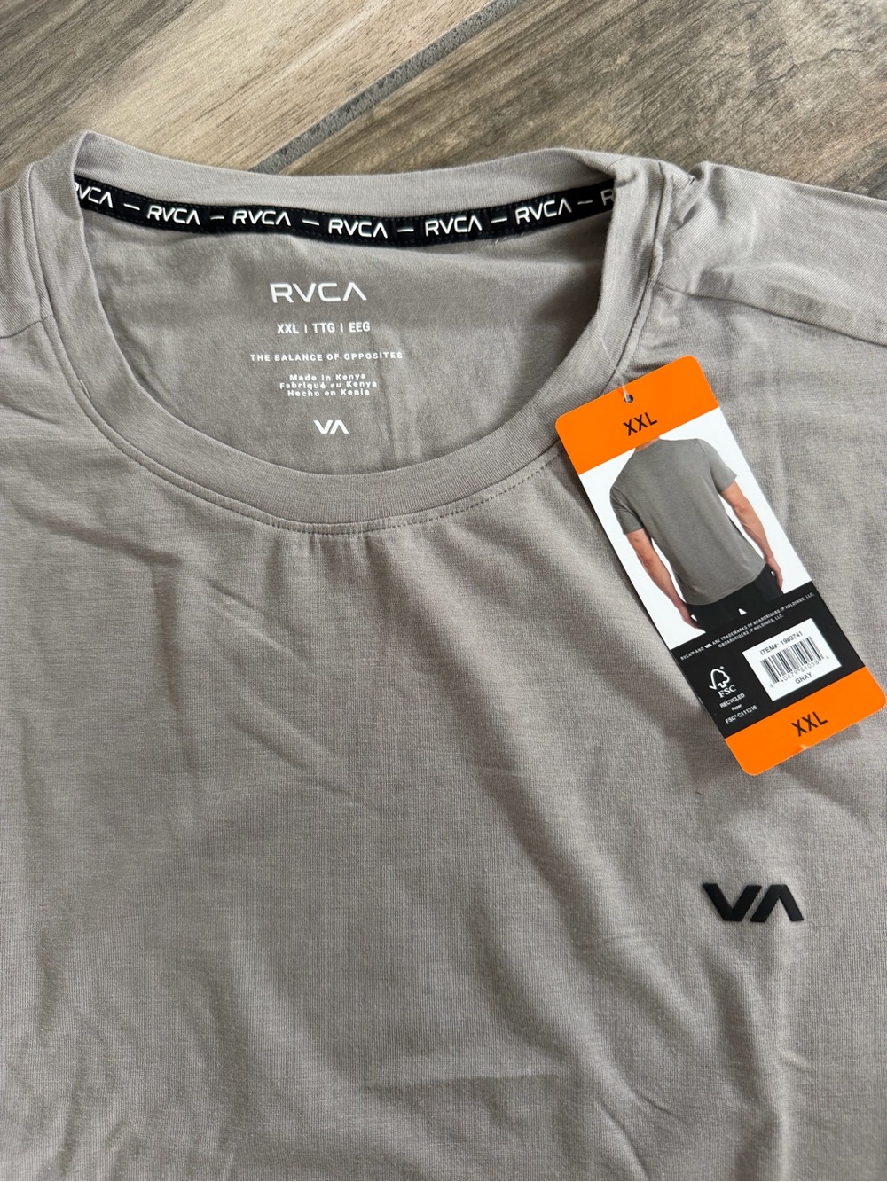 RVCA Light Gray Short Sleeve Crew T-Shirt with VA Logo NWT